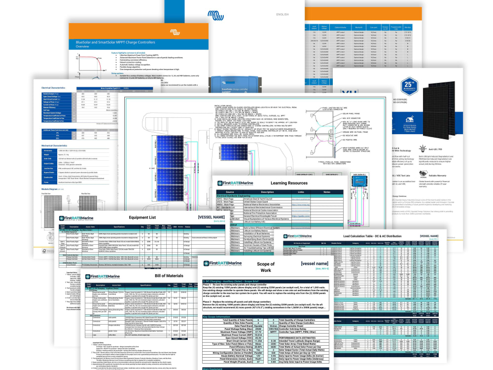 A marine electrical design for DC solar, wind or hydro charging systems