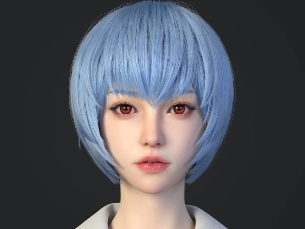 Realistic Female hair colorable - Blender Market