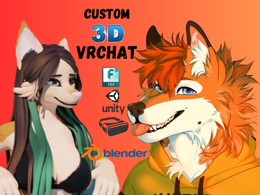 Design custom vrchat, furry, vtuber 3d anime model, 3d rendering