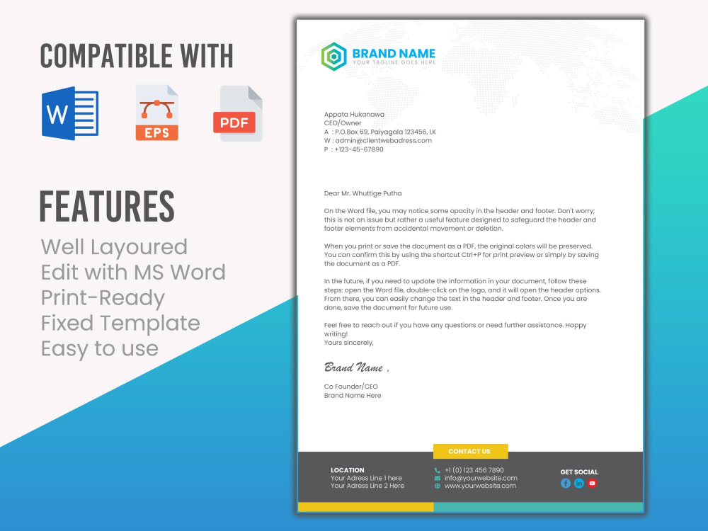 Professional letterhead and stationery in word format Upwork