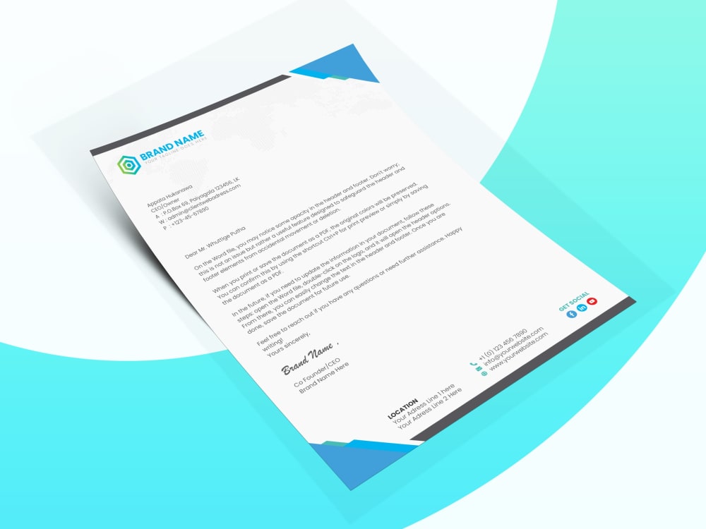 Professional letterhead and stationery in word format Upwork
