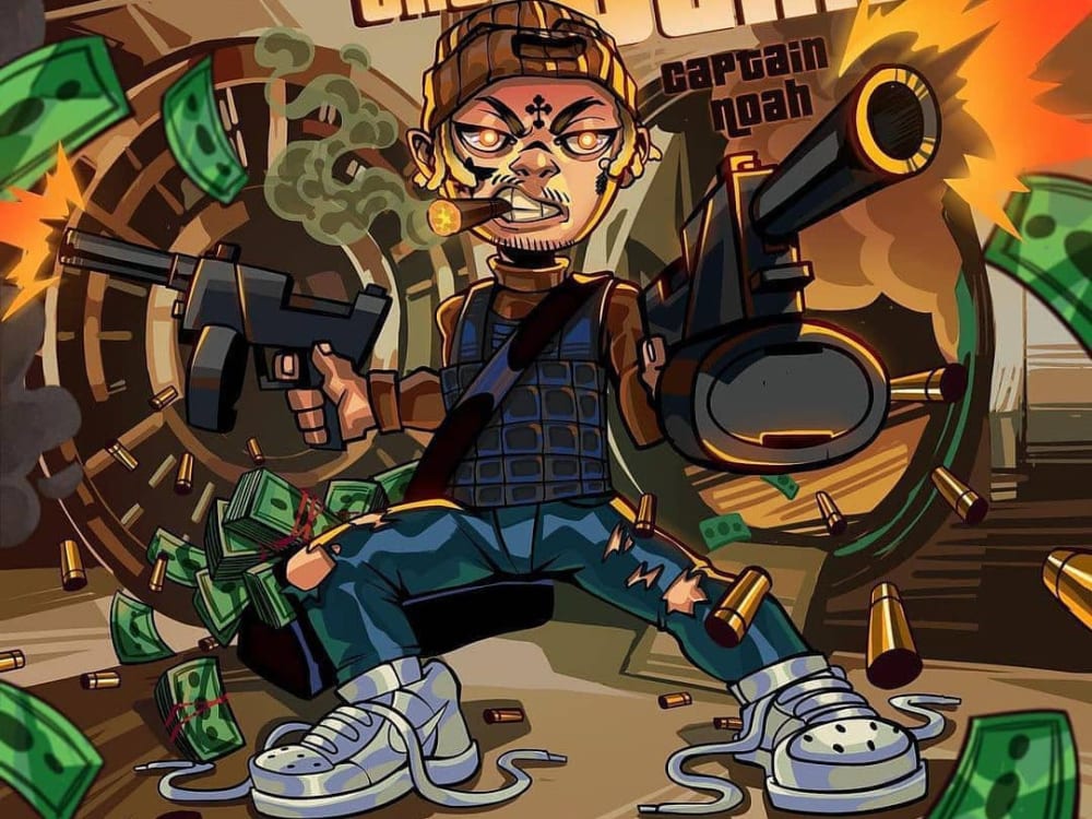 Cartoon cover art, album cover art, animated cover art, motion cover