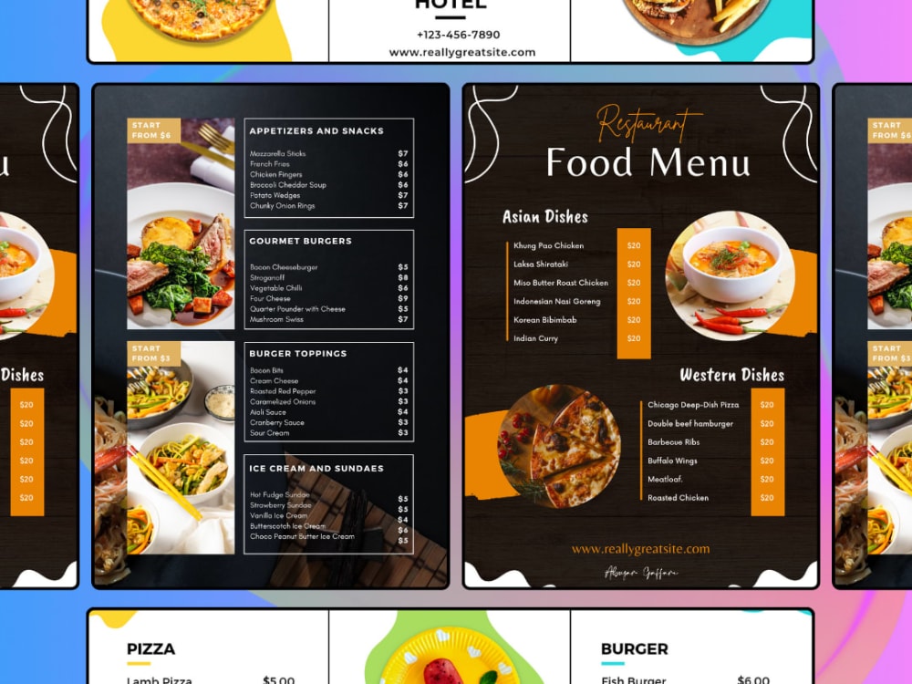 Professional Custom Menu Card Design for Restaurants, Bars, and Cafes