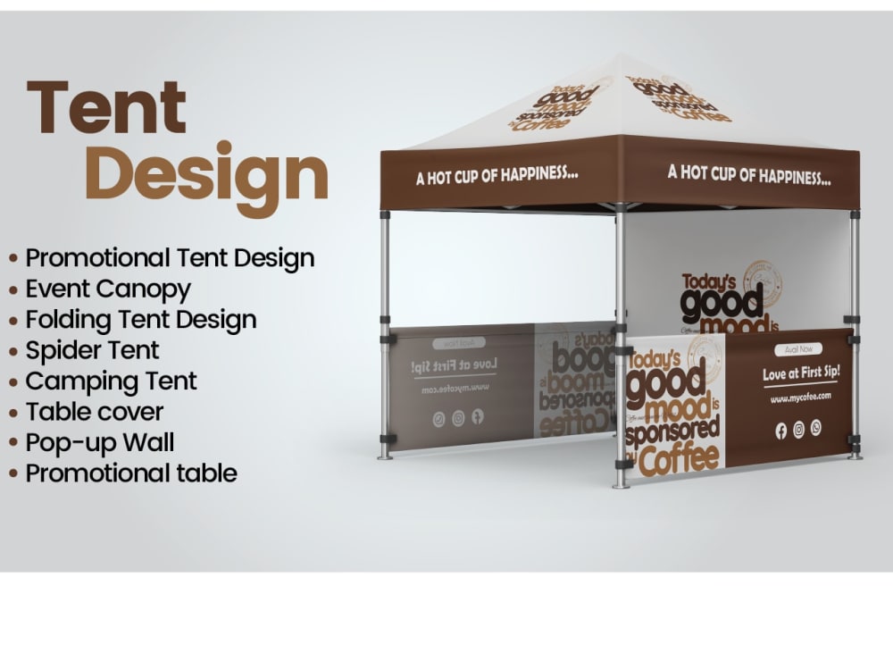 Canopy tent design, table cover, and flag Upwork