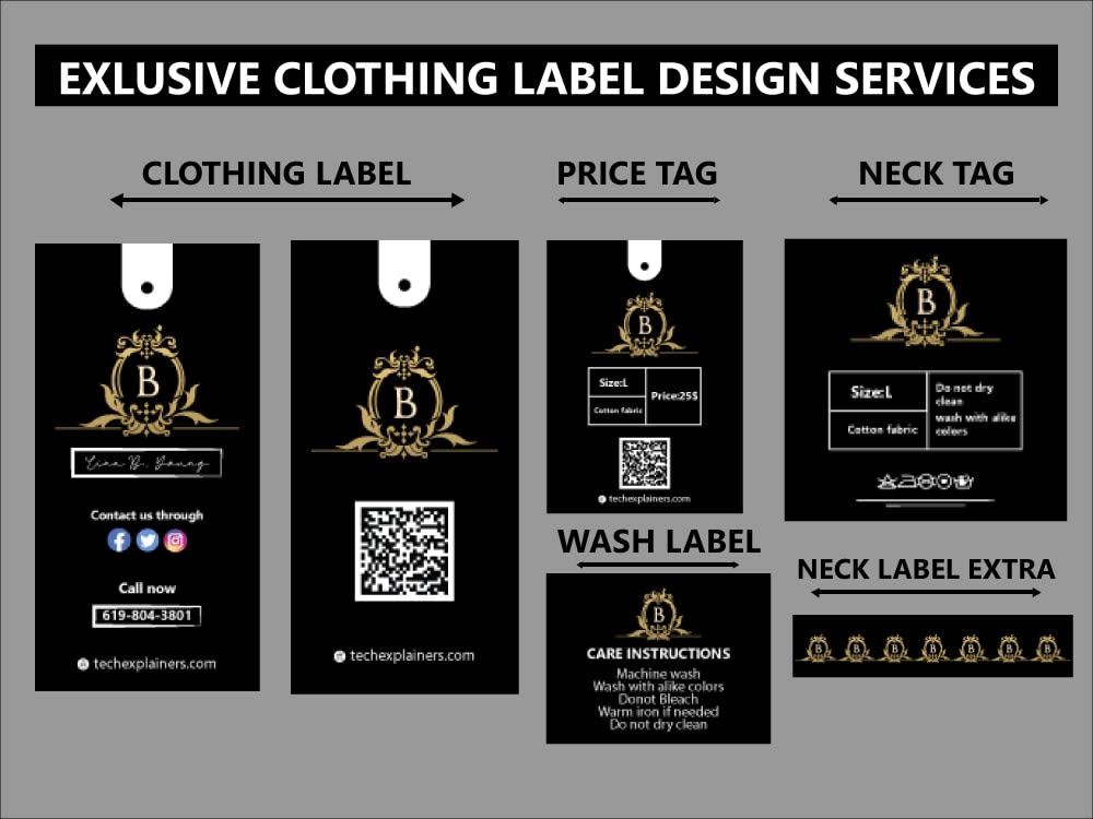 Design clothing labels, shirt tag, hang tag and neck tag by