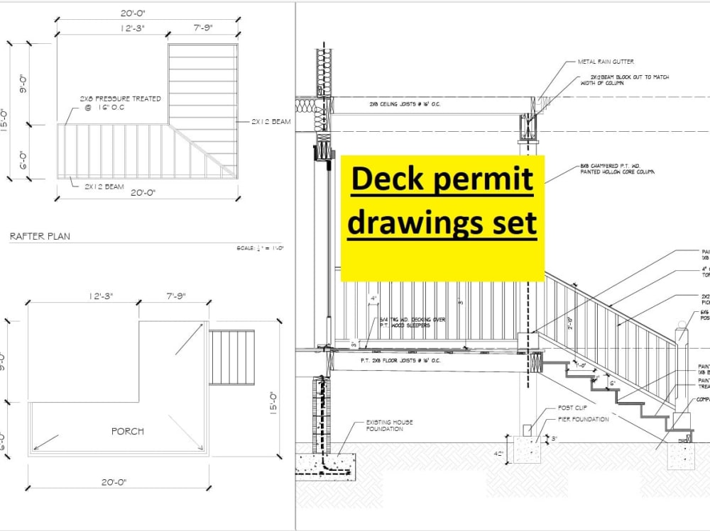 Covered Deck and Screen Porch Permit drawings set for approval Upwork