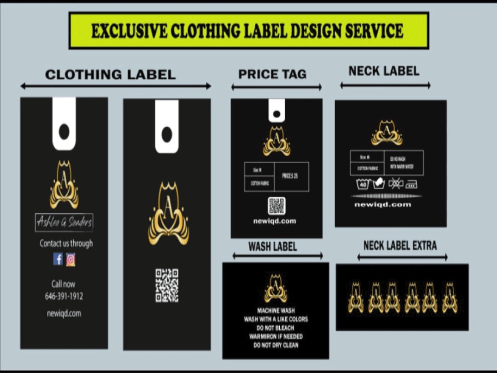 Design clothing labels, shirt tag, hang tag and neck tag by