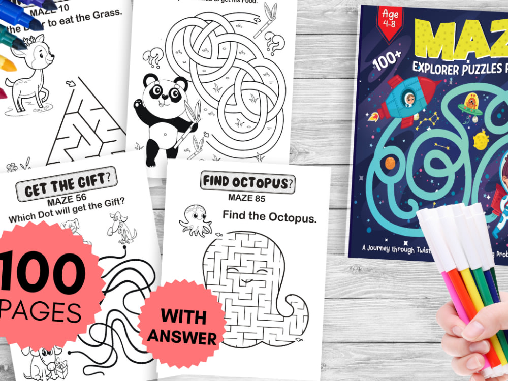 100 Days 100 Mazes For Kids Ages 4-8: 100 Maze Activity Book For