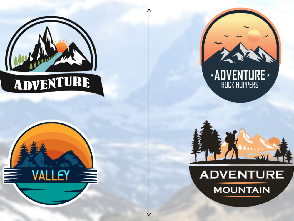 A modern adventure, mountain, outdoor, hiking, travel, hunting logo design