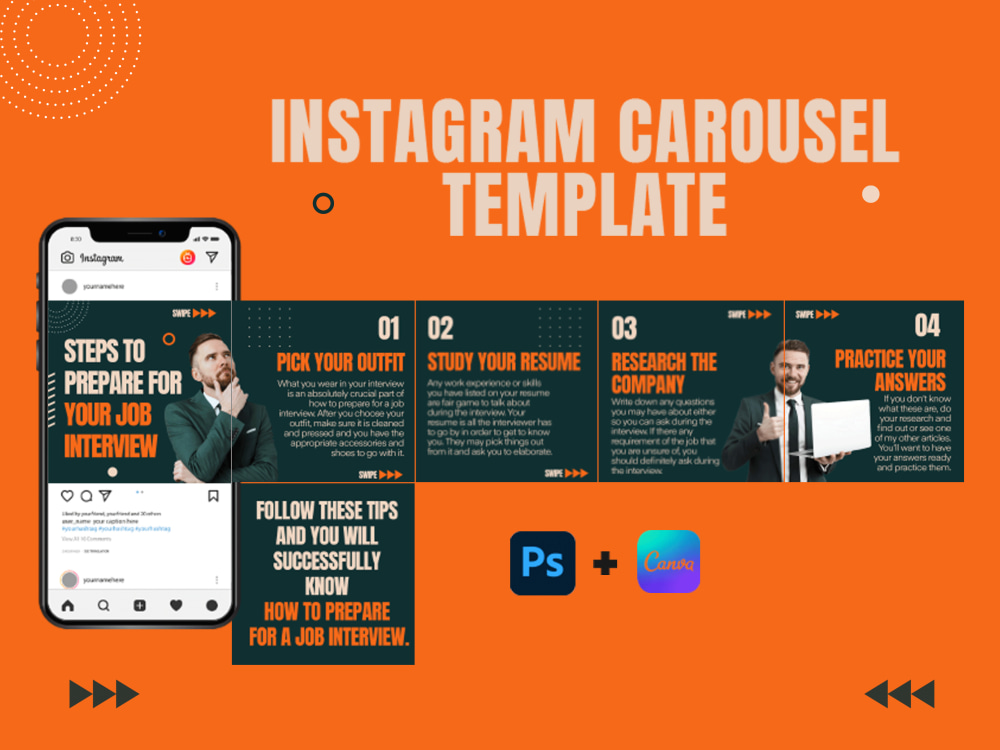 Attractive Instagram and Linkedin Carousels CANVA + PSD | Upwork