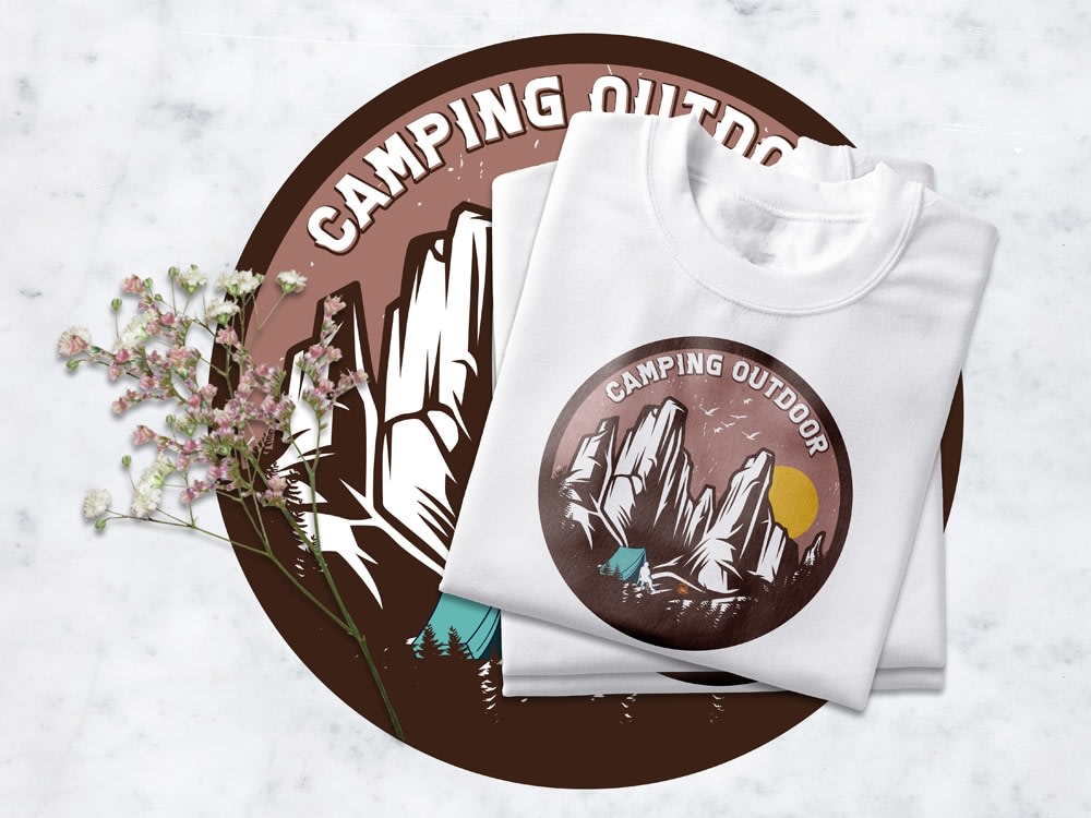 Outdoor mountain adventure hiking t shirt design