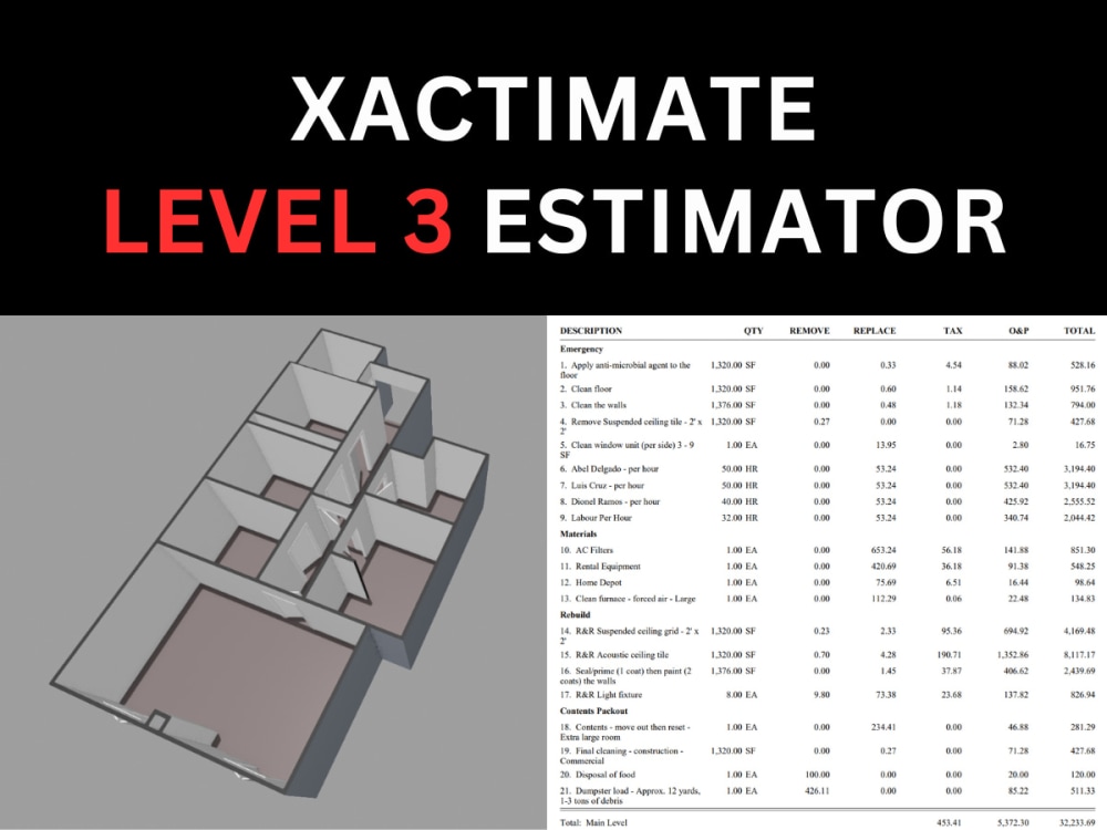 Xactimate Estimation Sketches Insurance Claims Estimator Upwork