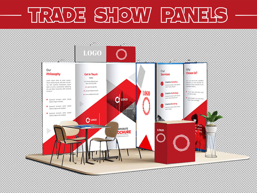 A Professional Tradeshow booth, Backdrop, Roll up banner for exhibition