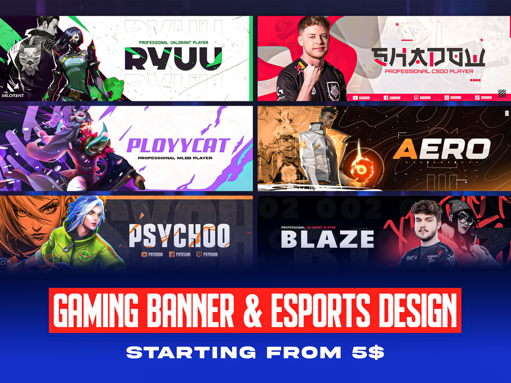 Gaming Banner, eSports Design For YouTube, Twitch, Twitter | Upwork