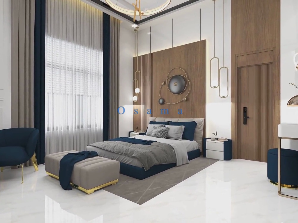 Bedroom Interior Design Project: 3D Video Visualization and 2d rendring ...