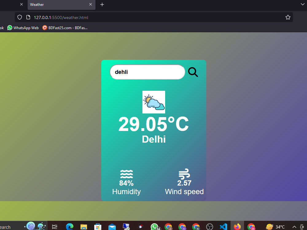A best Weather web application which I will design by using java script ...