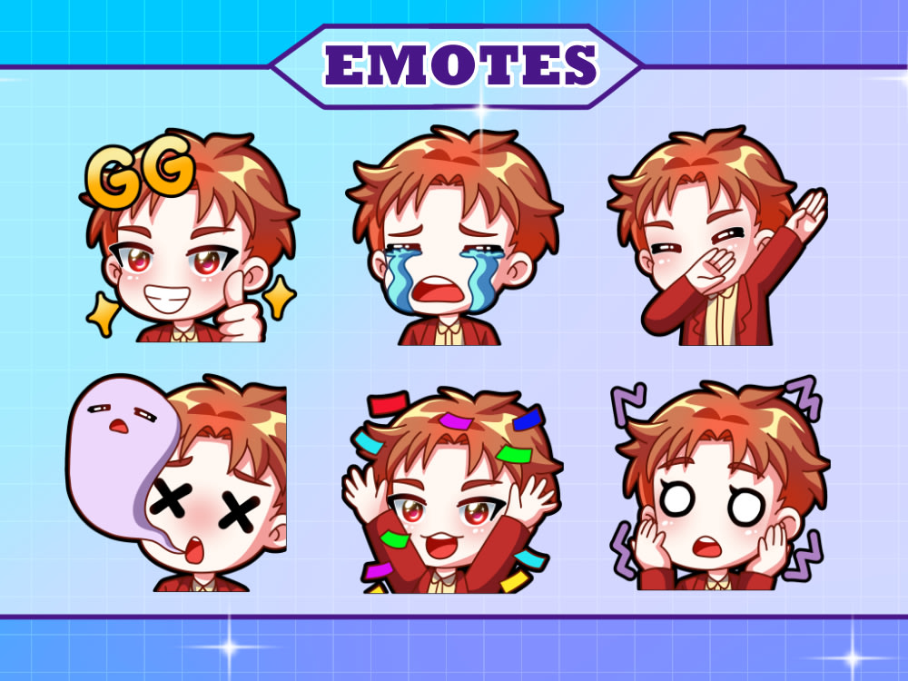 Cute Chibi Girl Twitch Discord Emote Pack set 2 Gaming Streamer