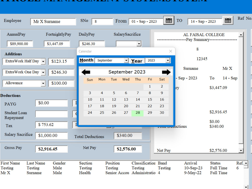 A Payroll Management System created via VBA Excel | Upwork