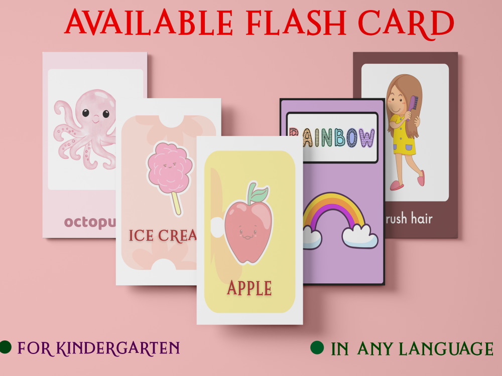 Design printable kindergarten flashcards in every language for kids