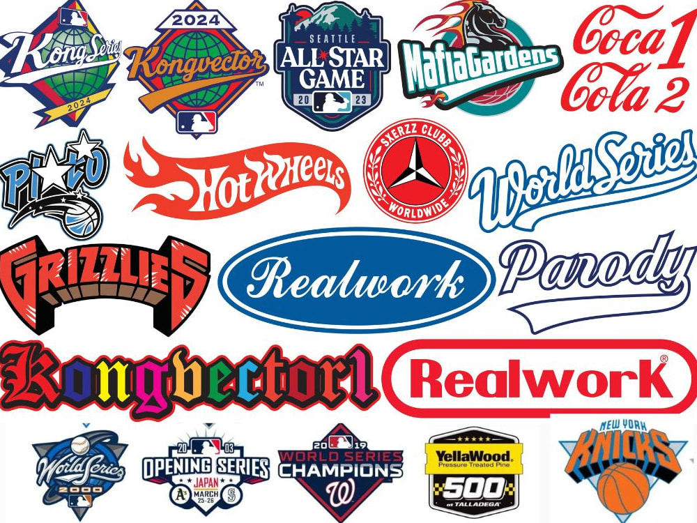 NBA, NFL, MLB, NHL, World Series and parody logo with your name