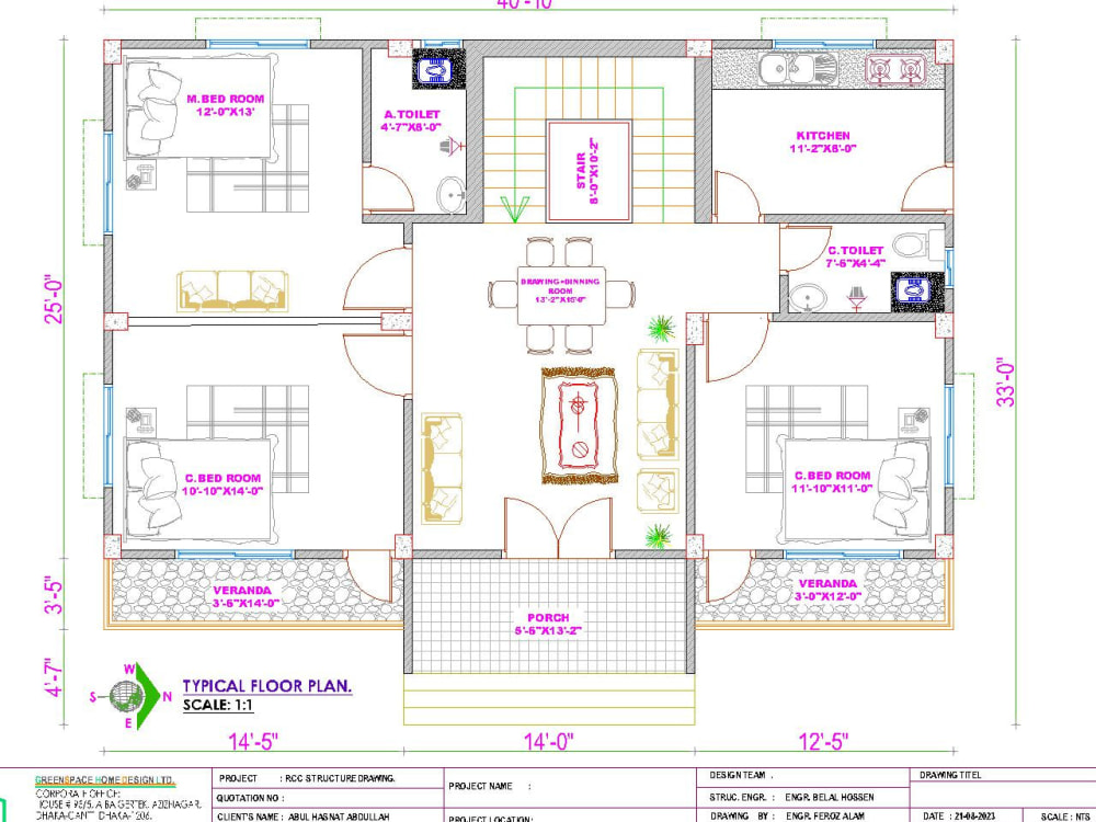 I will draw a 2D Architecture floor plan and structural details in ...