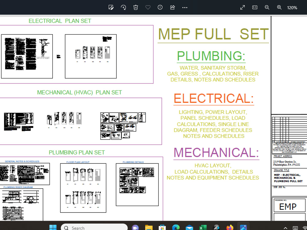 Electrical Plumbing, MEP full set design drawing for city permits Upwork