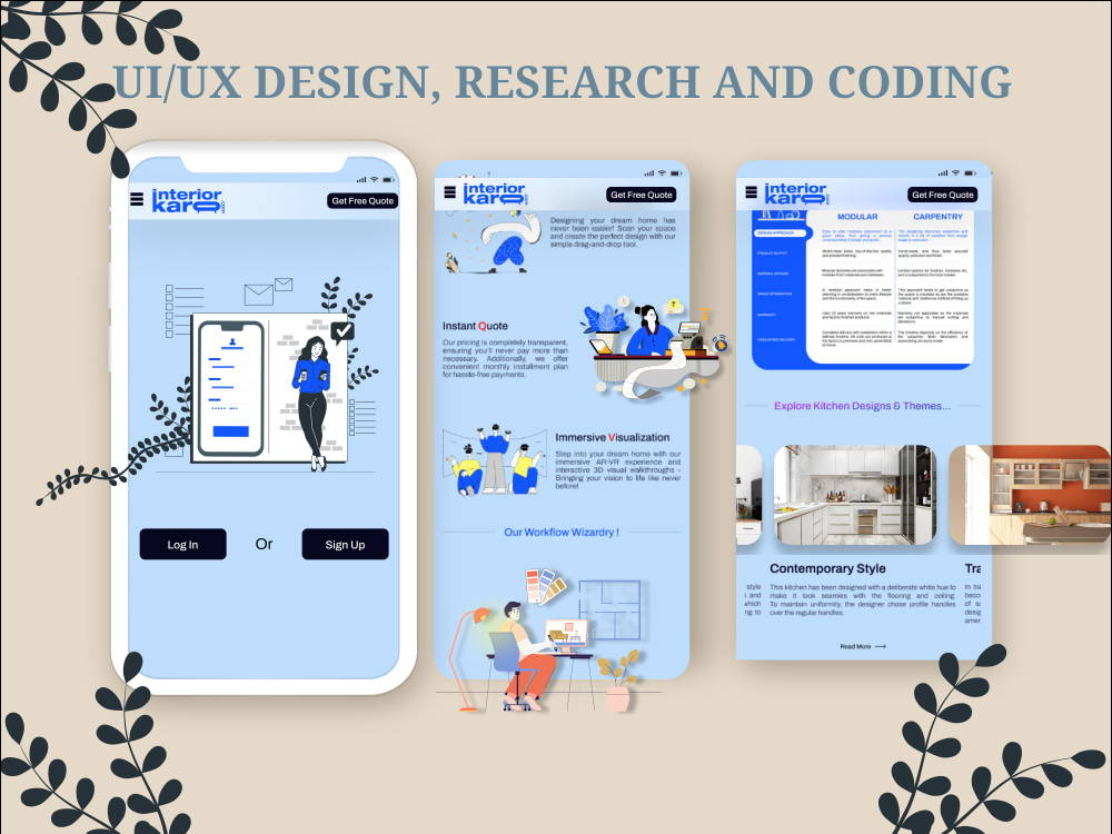 Website and Application UI UX design Application And Website