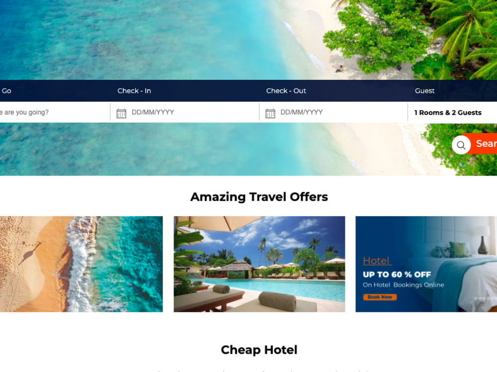 A hotel booking website for you using hotelbeds api Upwork
