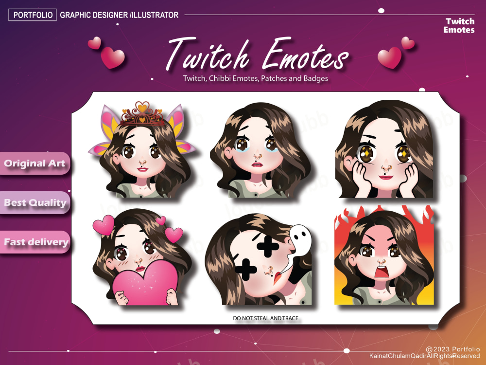 Cute Chibi Girl Twitch Discord Emote Pack set 2 Gaming Streamer