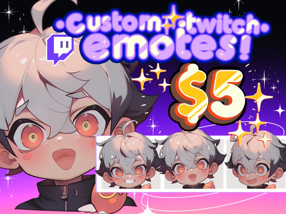 Cute Chibi Girl Twitch Discord Emote Pack set 2 Gaming Streamer