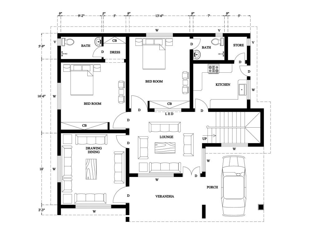 Architecture 2d floor plan Construction plan drawing in AutoCAD | Upwork