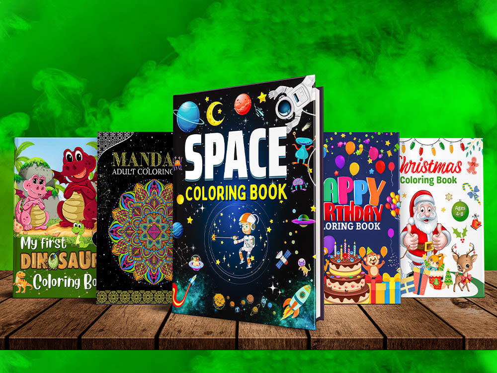 KDP coloring books, activity books, and cover designs for kids and adults