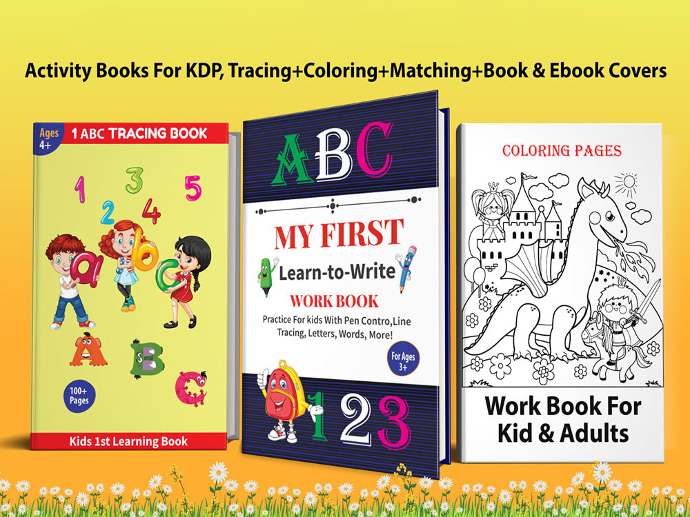 KDP coloring books, activity books, and cover designs for kids and adults