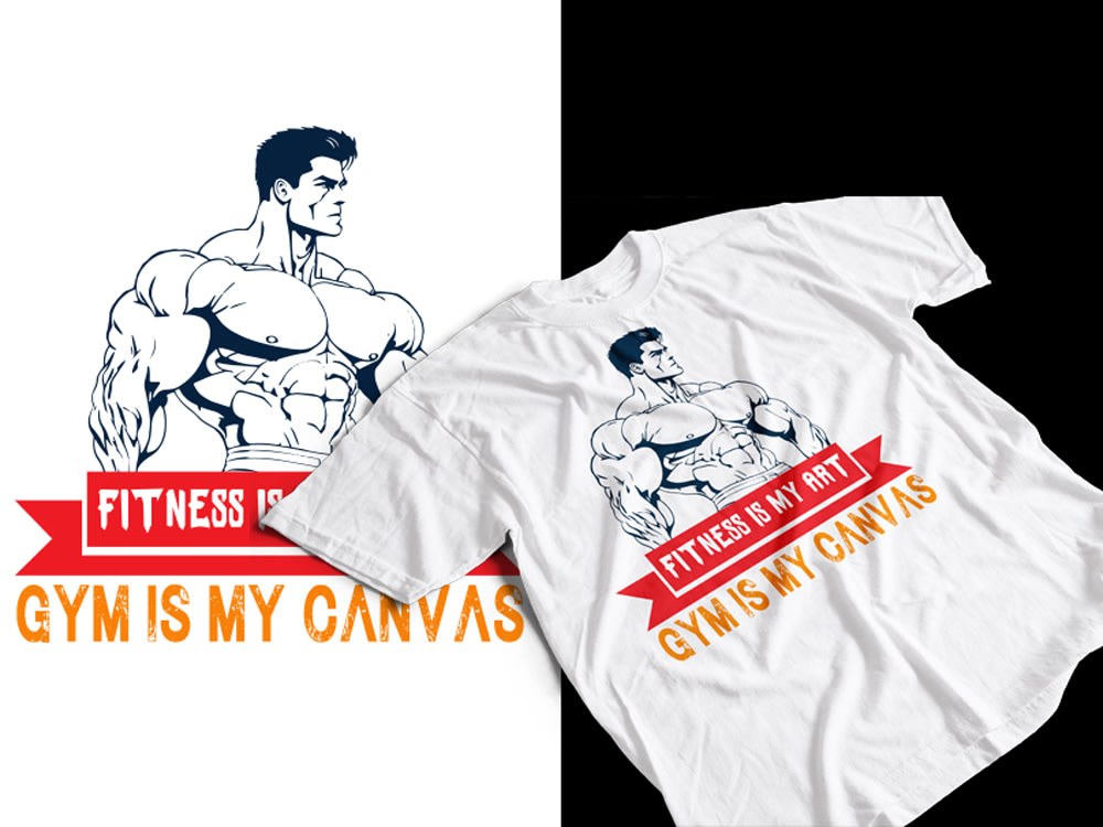 Gym is my passion, Fitness t shirt design (fitness t-shirt, vintage t-shirt  design, vector design) Stock Vector