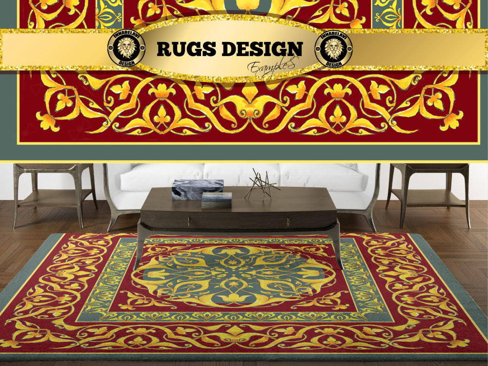 A beautiful rug design. Hand drawn carpet design. Unique carpet design