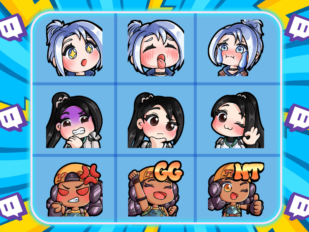 Custom anime or cartoon-style twitch emotes | Upwork