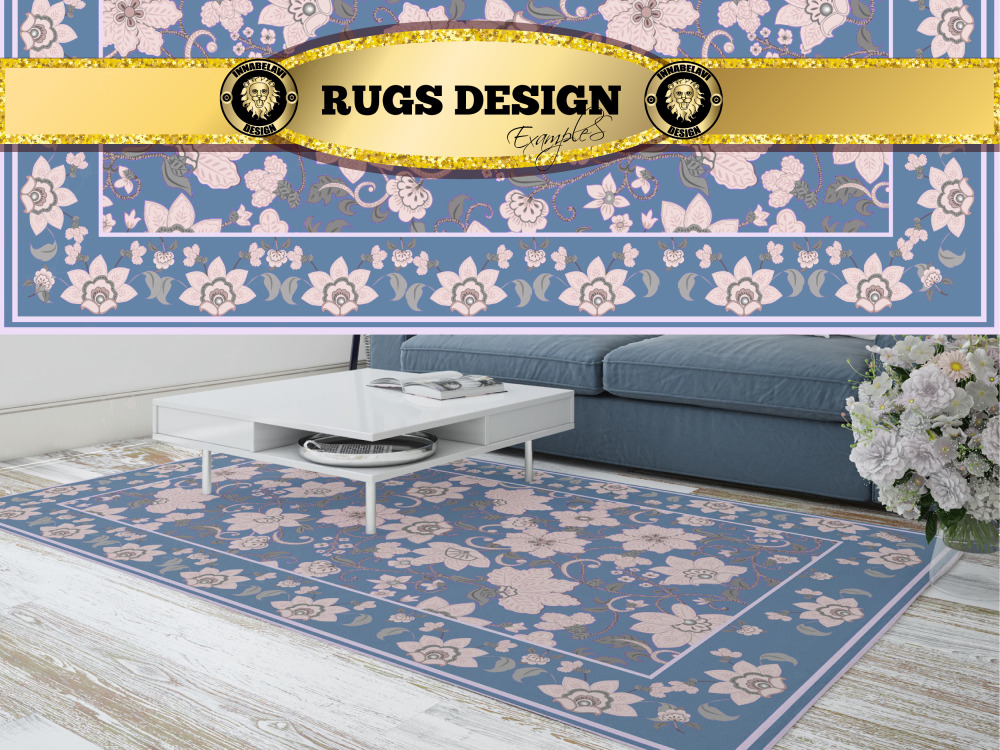 A beautiful rug design. Hand drawn carpet design. Unique carpet design