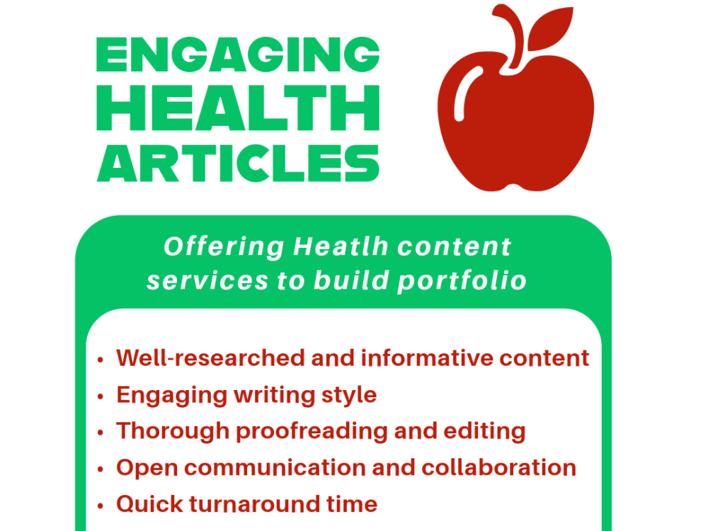 And engaging health article | Upwork