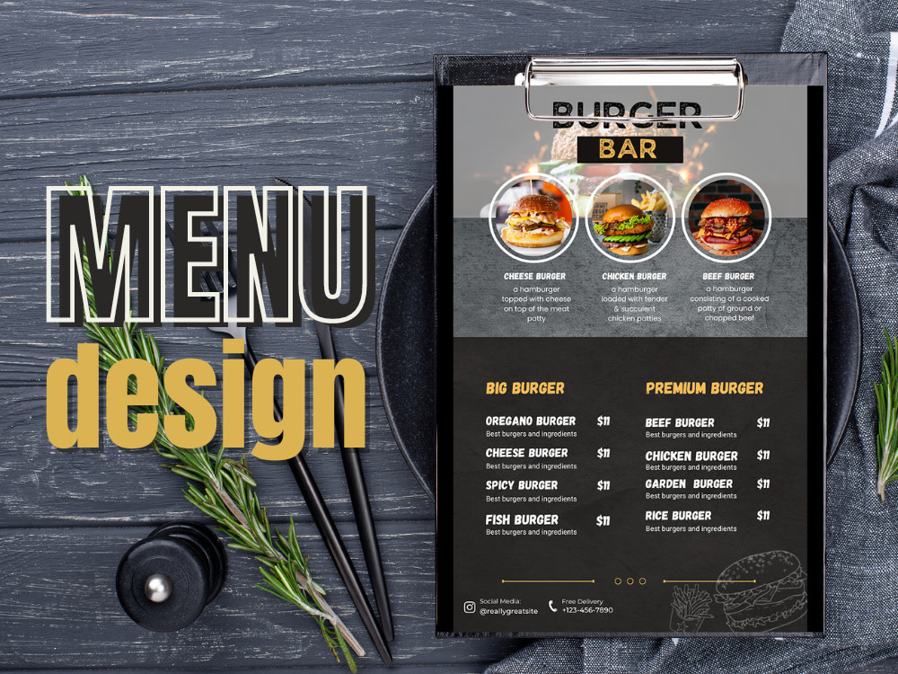Eyecatching RESTAURANT/BAR MENU design Upwork