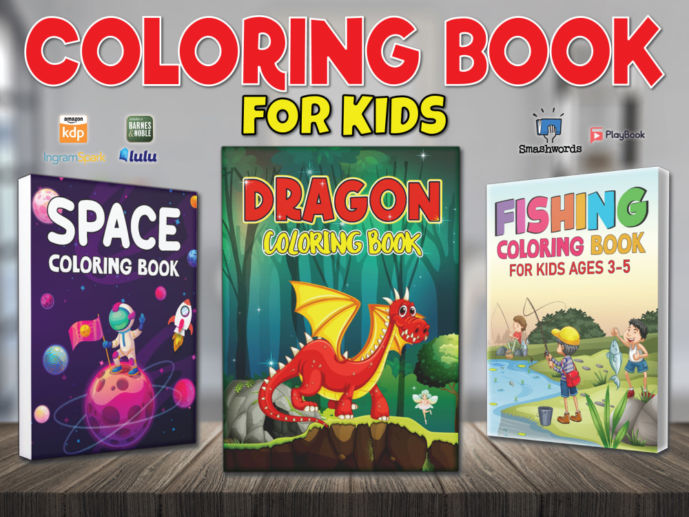 Design kids coloring book cover and interior in one pack for  kdp