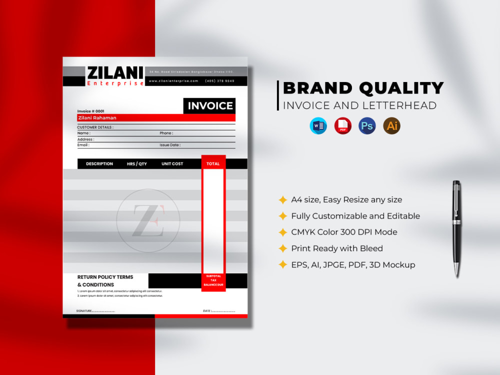 A fantastic Invoice or Letterhead template, price or checklist list ...