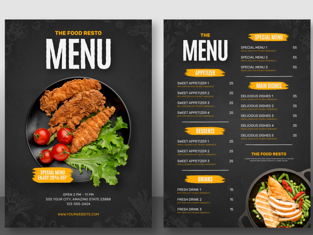 Creative and innovative menu layout and design | Upwork