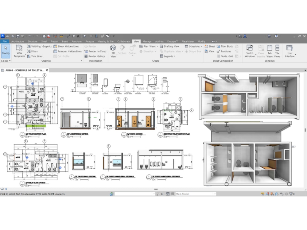 A professional millwork drafting in AutoCAD or Revit, plus a Render