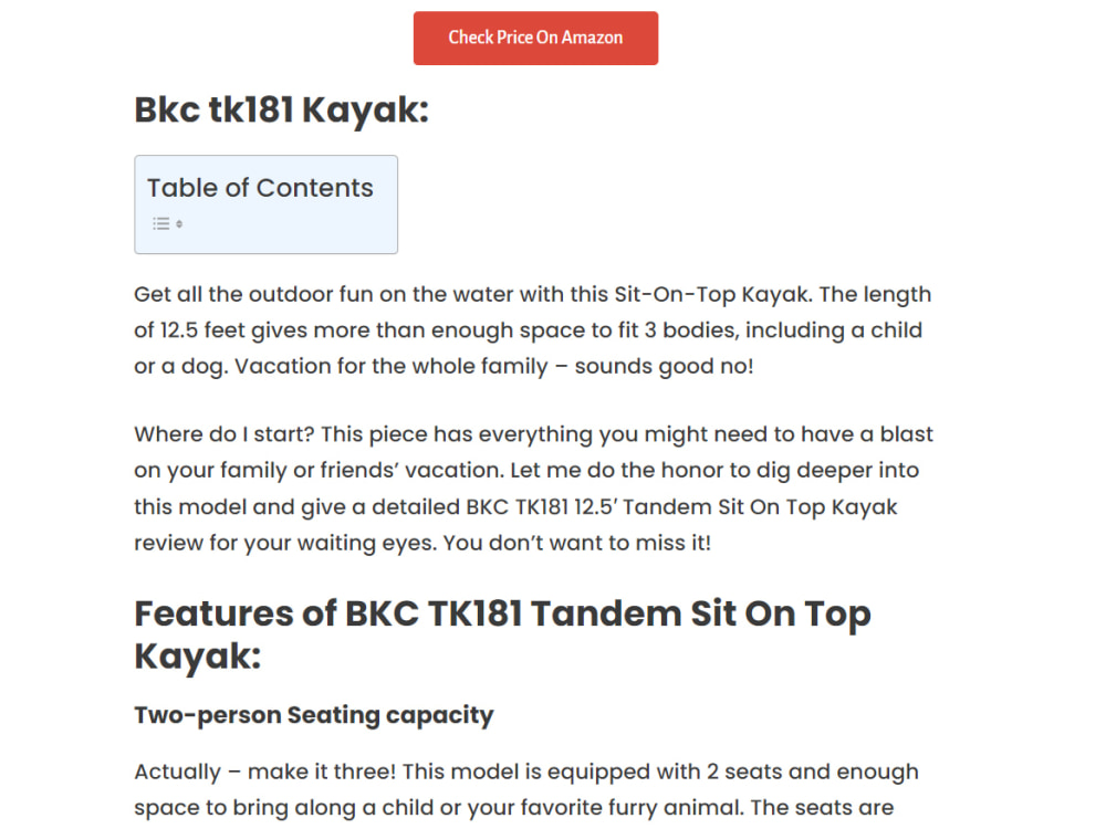 BKC TK181 Tandem Sit On Top Kayak