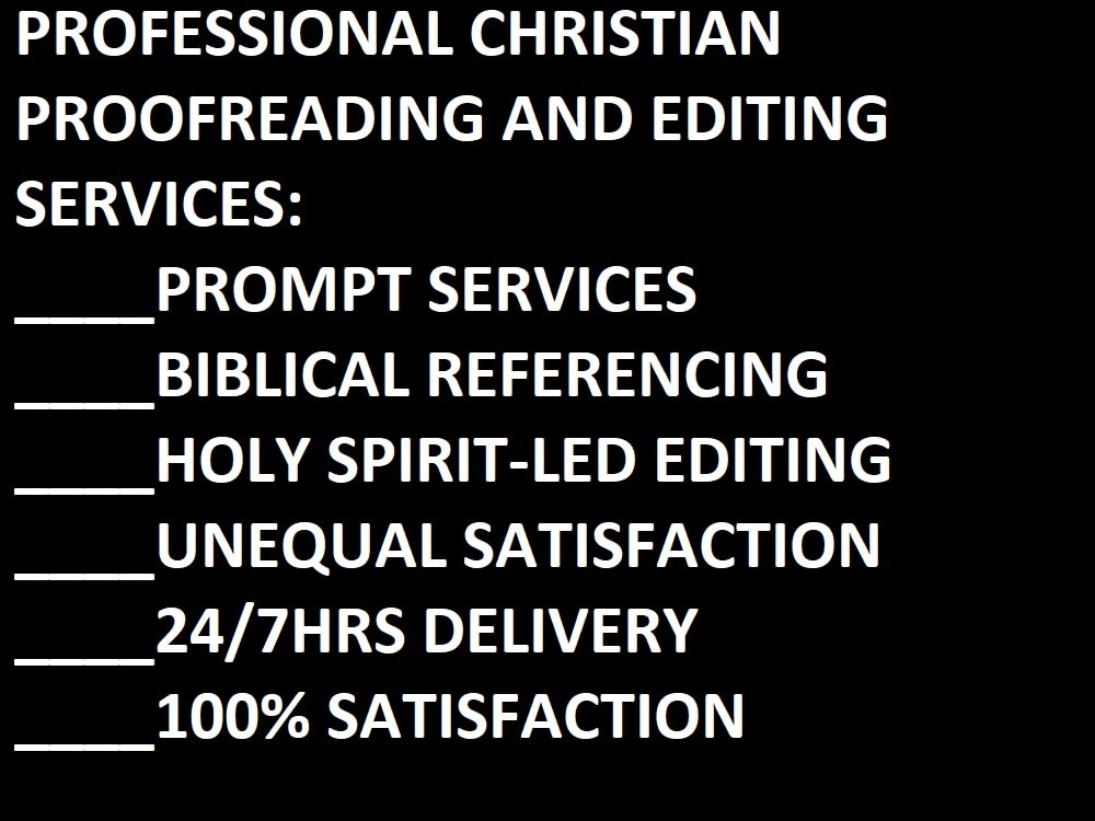 Fantastic Christian book editing and proofreading Upwork