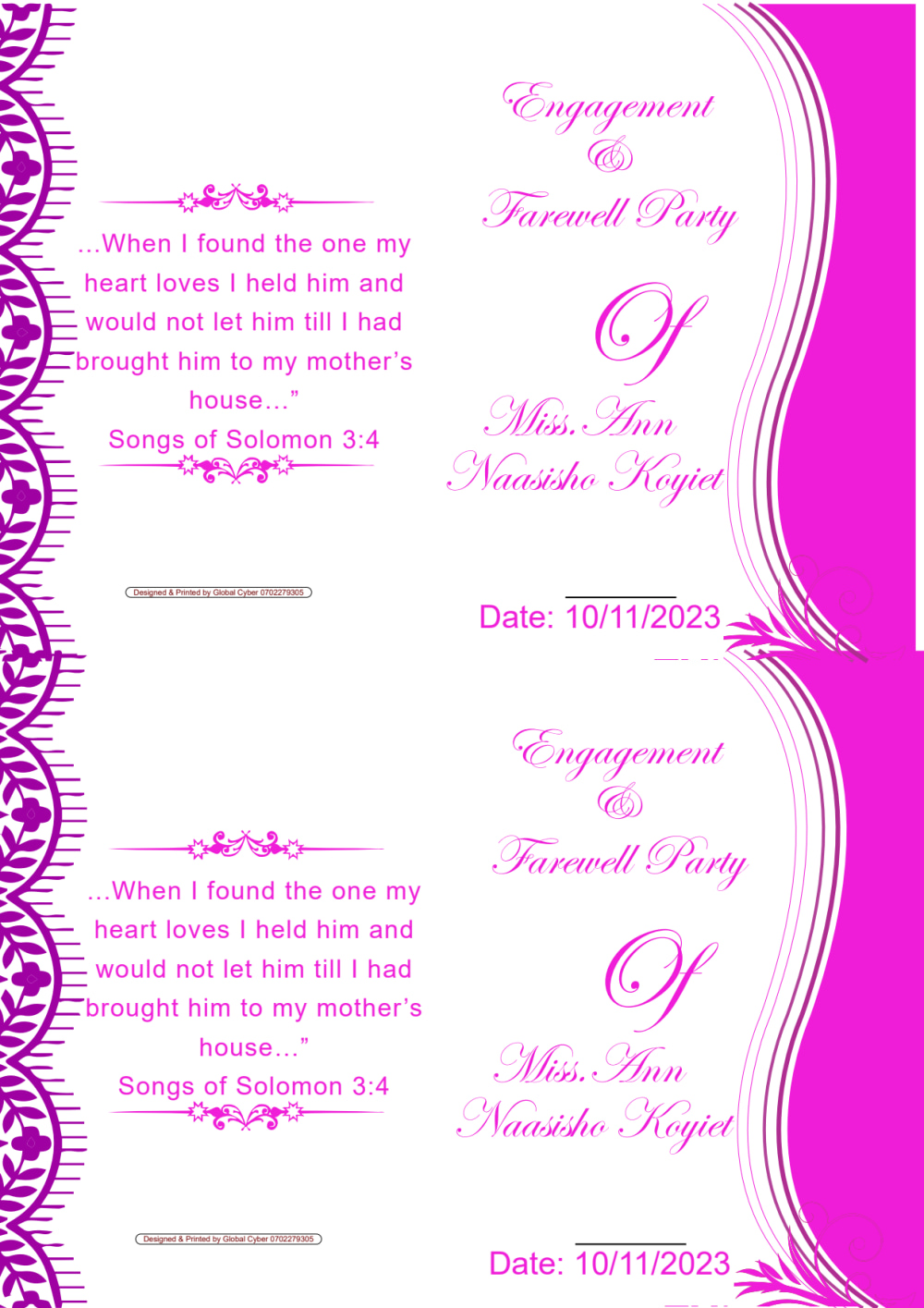 A wedding and Pre-wedding Invitation Card