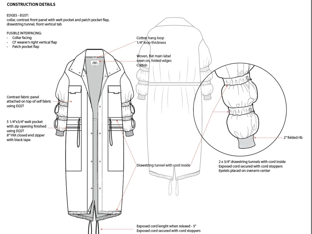 An industrystandard tech pack for an outerwear/jacket design Upwork