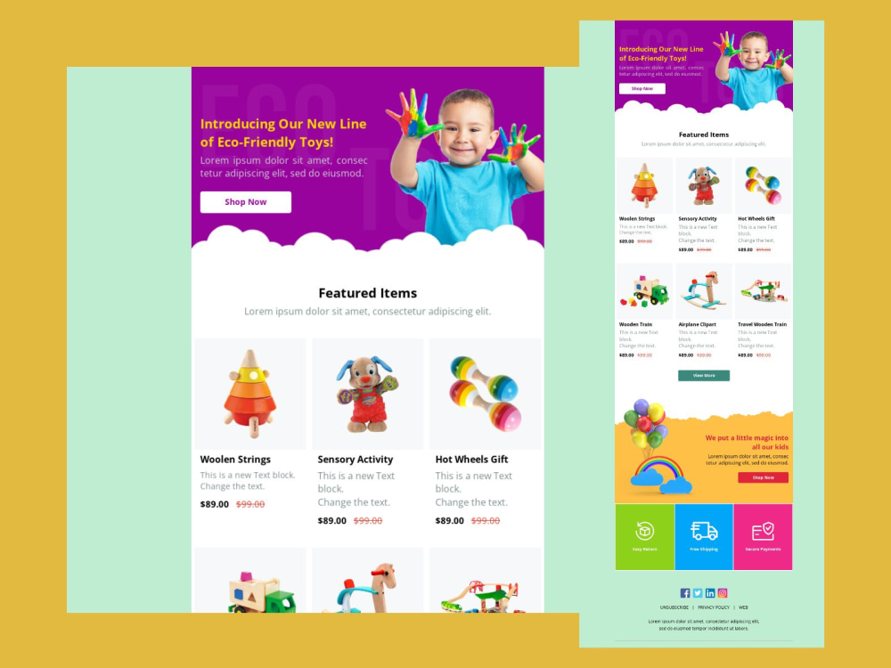 MailChimp and Klaviyo email template design or campaign setup or