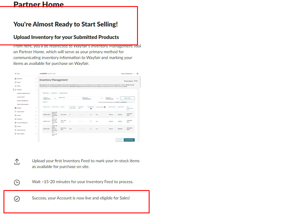 Wayfair product upload, CSV and bulk upload, and account management