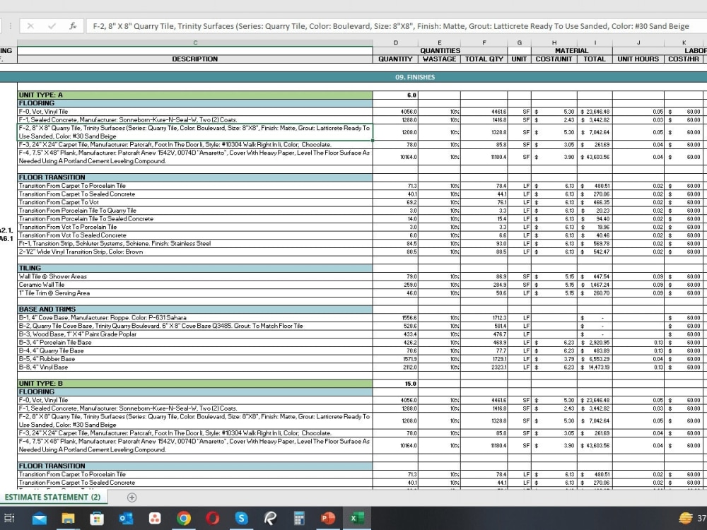 Material Takeoff and Estimation using Bluebeam Upwork